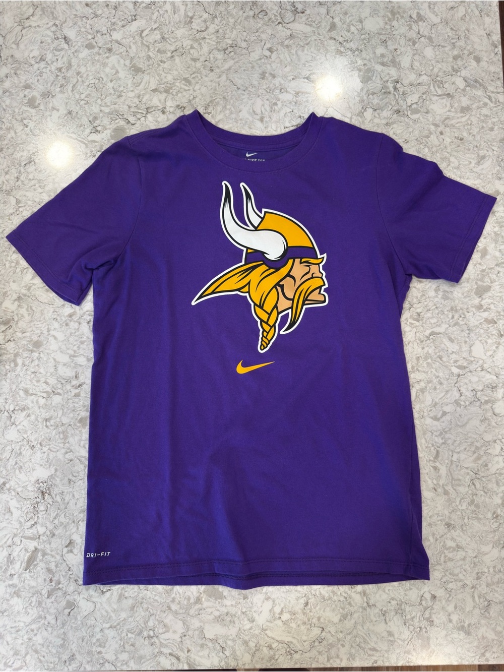 Youth Nike Purple Minnesota Vikings Graphic Tee with Yellow Logo